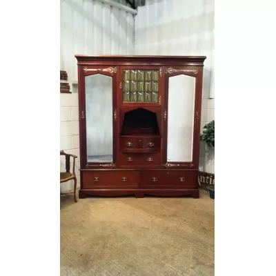 Arts & Crafts Antiker Englischer Mahagoni kleiderschrank von Shapland & petter ca. 1890