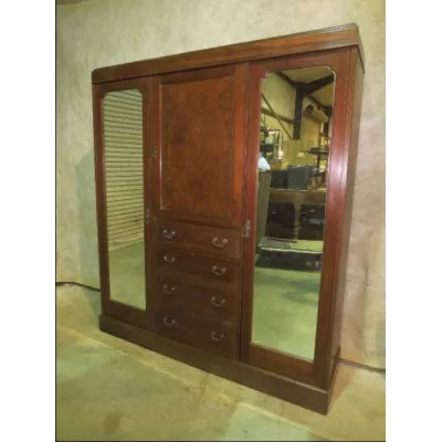 Antiker edwardianischer Mahagoni Kleiderschrank englisch ca 1890