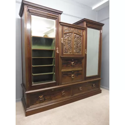 Viktorianischer antiker Mahagoni Kleiderschrank englisch ca 1890