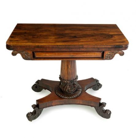 Original antiker William IV Palisander Spieltisch englisch ca 1835