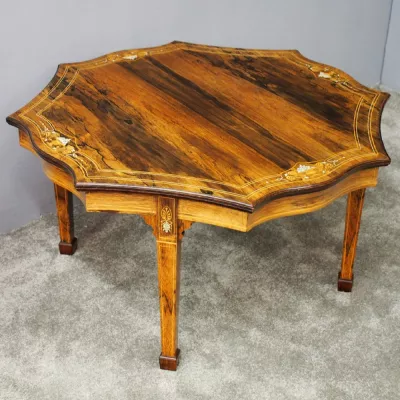 Antiker Englischer Palisander Kleintisch von James Schoolbred & Co. ca. 1890