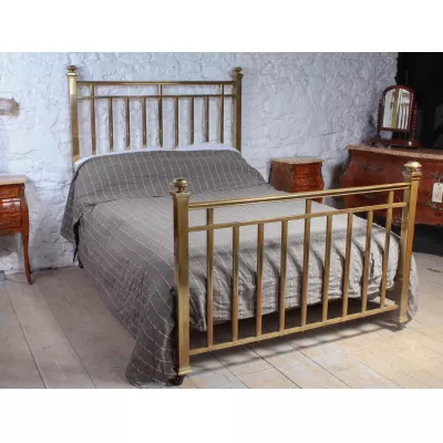 Edwardianisches Antikes Englisches Messing Doppelbett ca. 1900