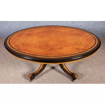Viktorianischer Makassa Ebenholz Amboina Kaffeetisch Sofatisch antik ca 1850