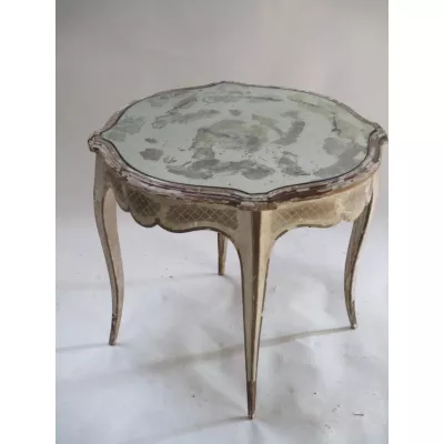 Französischer Massivholz Kaffeetisch Vintage Sofatisch lackiert ca 1900