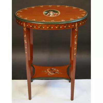 Edwardianischer Satinholz Beistelltisch original antik bemalt ca 1890