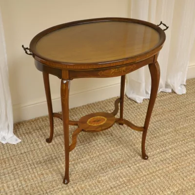 Edwardianischer Mahagoni Beistelltisch Tablett antik ca 1900