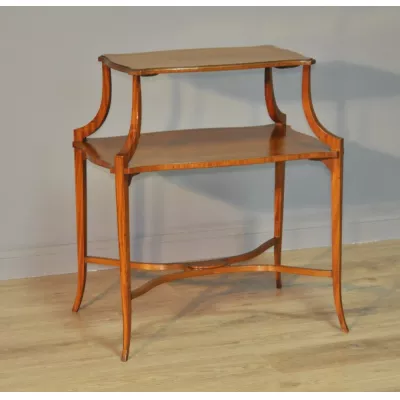 Viktorianischer antiker Satinholz Beistelltisch Etagere englisch ca 1850