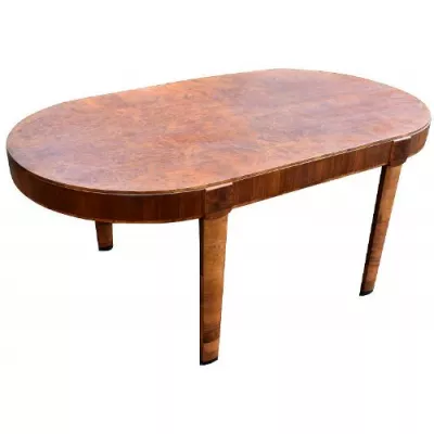 Britischer Art Deco Nussbaum Esstisch original antik ca 1930