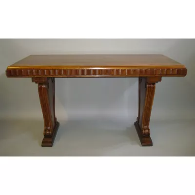 Antiker französischer Art Deco Nussbaum Esstisch ca 1920