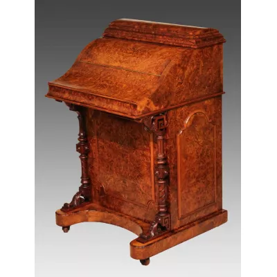 Englischer Antiker Viktorianischer Nussbaum Davenport ca. 1860