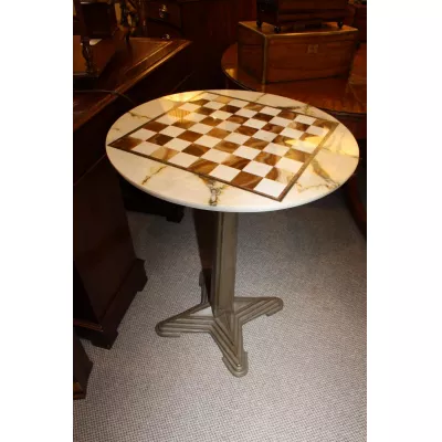 Art Deco Schachtisch Marmor Gusseisen antik englisch ca 1930