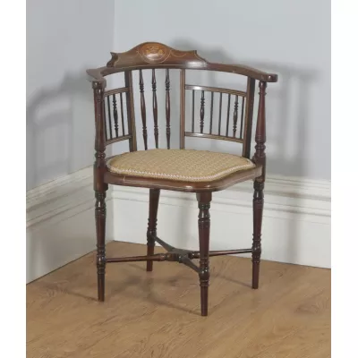 Edwardianischer Antiker Mahagoni Satinholz Eckstuhl englisch ca. 1900