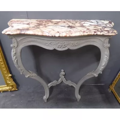 Antiker französischer Konsolentisch Beistelltisch Marmor bemalt ca 1860