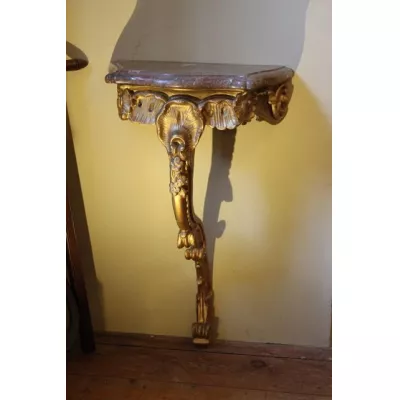 Antiker englischer Beistelltisch Massivholz vergoldet Marmor 19. Jh