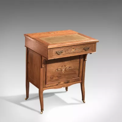Edwardianischer Antiker Nussbaum Davenport Schreibtisch englisch ca. 1900