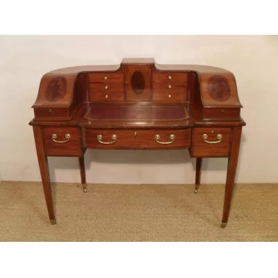 Edwardianischer Antiker Englischer Mahagoni Schreibtisch im Carlton Stil ca. 1900