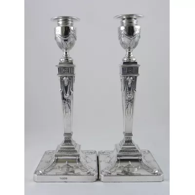 Edwardianische britische Kerzenständer Echtsilber antik ca 1907