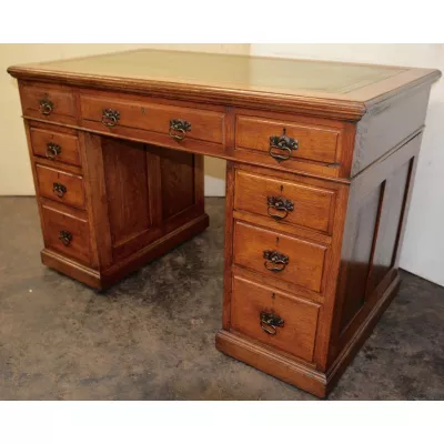 Viktorianischer britischer Eichen Schreibtisch antik ca 1890