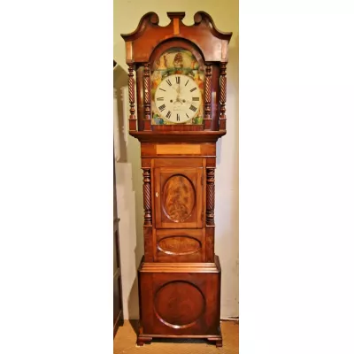 Walisische Antike Mahagoni Intarsien Standuhr ca. 19. Jh.