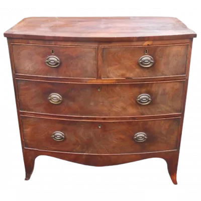 Antike Georgianische Englische Mahagoni Kommode mit Bogenfront ca. 1800