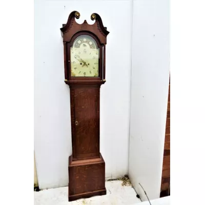 Georgianische Englische Antike Eichen Mahagoni Standuhr ca. 1800