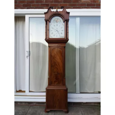 Georgianische Antike Englische Mahagoni Standuhr von William Newby ca. 1780