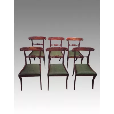 6 Regency Antike Englische Mahagoni Esszimmerstühle ca. 1815