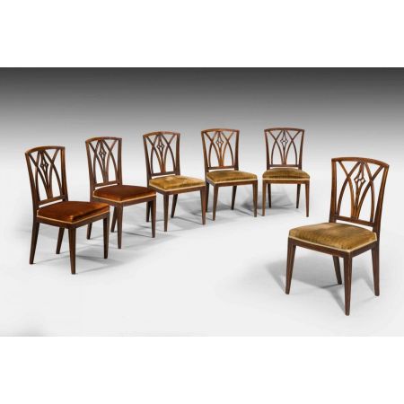 6 Antike Englische Ulmen Esszimmer Stühle ca. 1800