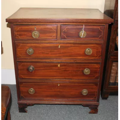 Antike Englische Mahagoni Intarsien Kommode ca. 19. Jh.