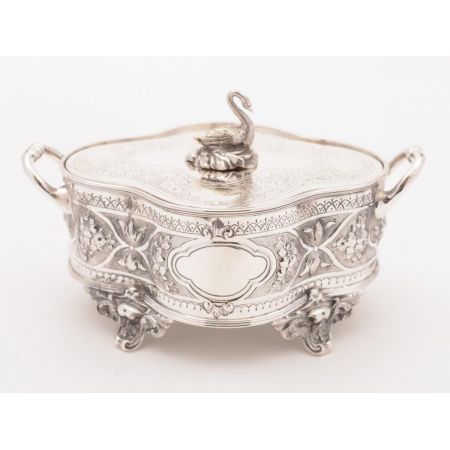 Viktorianische englische Silber Butterdose antik ca 1890