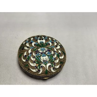 Russische Antike Silber und Cloisonné Emaille Box ca. 1950