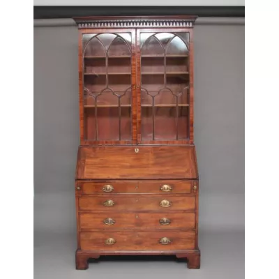Antiker englischer Mahagoni Aufsatzsekretär Bureau Bookcase ca 1790