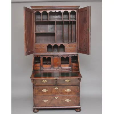 Antiker Aufsatzsekretär Nussbaum Bureau Bookcase englisch ca 1920