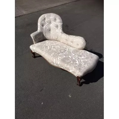 Viktorianische Mahagoni Chaiselongue Stoff antik ca 1850