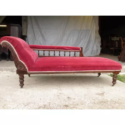 Viktorianische Mahagoni Chaiselongue Stoff antik englisch ca 1850