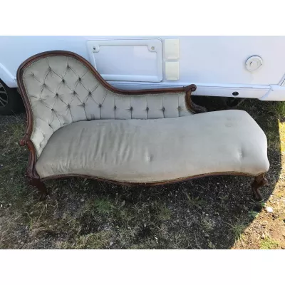 Antike viktorianische Chesterfield Chaiselongue Palisander Stoff englisch ca 1850