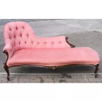 Viktorianische Chesterfield Mahagoni Chaiselounge original antik ca 1850
