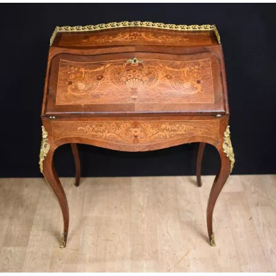 Französischer antiker Massivholz Sekretär Damenschreibtisch ca 1890