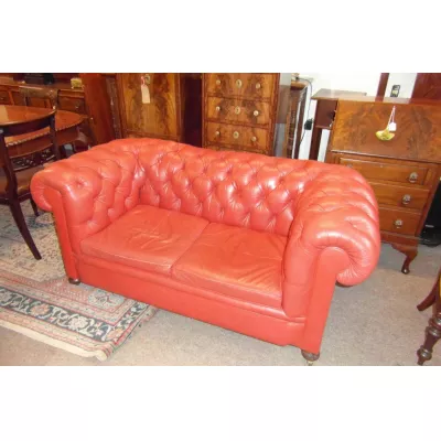 Viktorianisches Antikes Chesterfield Leder Sofa englisch ca. 1860