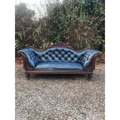 Antikes Viktorianisches Englisches Mahagoni Leder Sofa ca. 1860