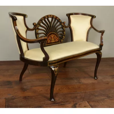 Viktorianisches Antikes Englisches Mahagoni Boudoir Sofa ca. 1870