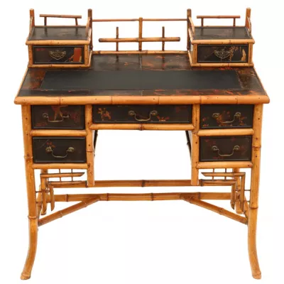 Viktorianischer Chinoiserie Bambus Schreibtisch antik ca 1900