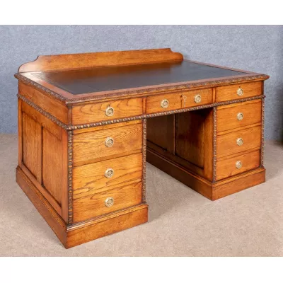 Edwardianischer Eichen Schreibtisch antik britisch ca 1910