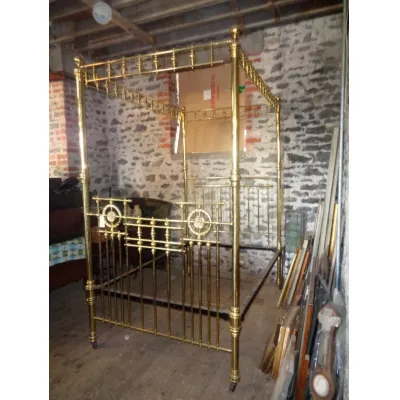 Antikes viktorianisches Messing Bett Doppelbett englisch ca 1850