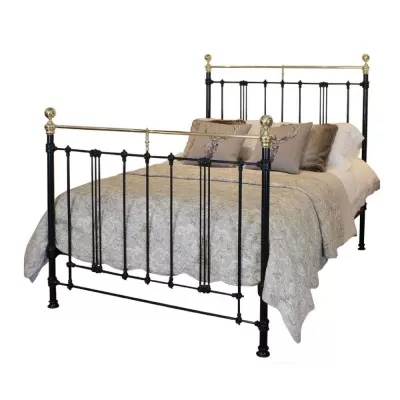 Antikes viktorianisches Bett Eisen Messing Queensize ca 1890