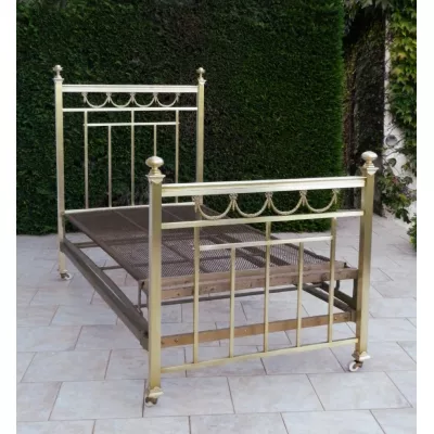 Antikes französisches Messing Bett Napoleon III ca 1870