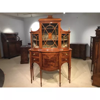 Edwardianische antike Sheraton Revival Vitrine Mahagoni britisch ca 1900