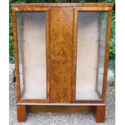 Antike Art Deco Nussbaum Vitrine britisch ca 1930