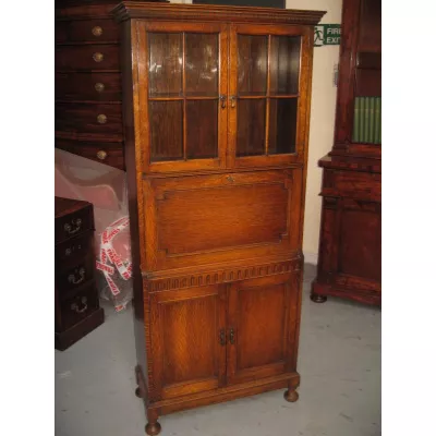 Antiker Bureau Bookcase Eiche Bücherschrank Aufsatzsekretär britisch ca 1920