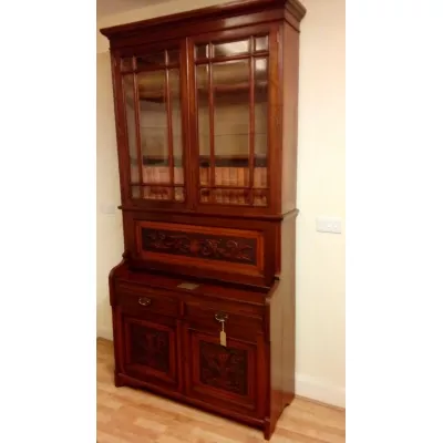 Viktorianischer Arts & Crafts Mahagoni Bücherschrank antik englisch ca 1894